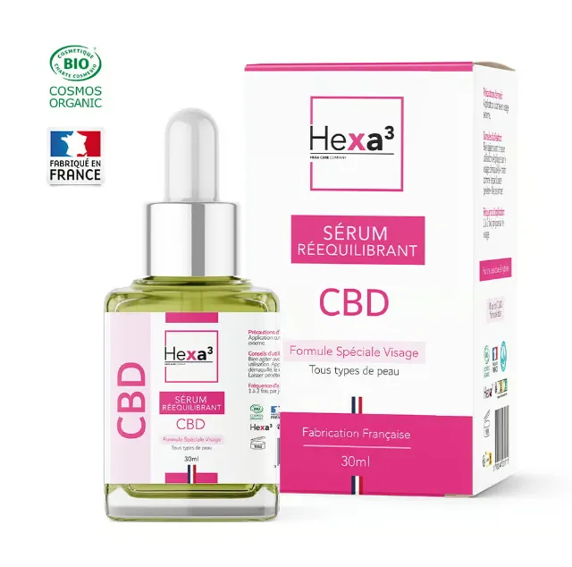 Sérum visage Bio Rééquilibrant au CBD 30ml Hexa³