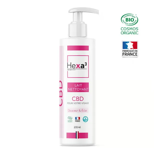 Lait Nettoyant Bio au CBD 200ml Hexa³
