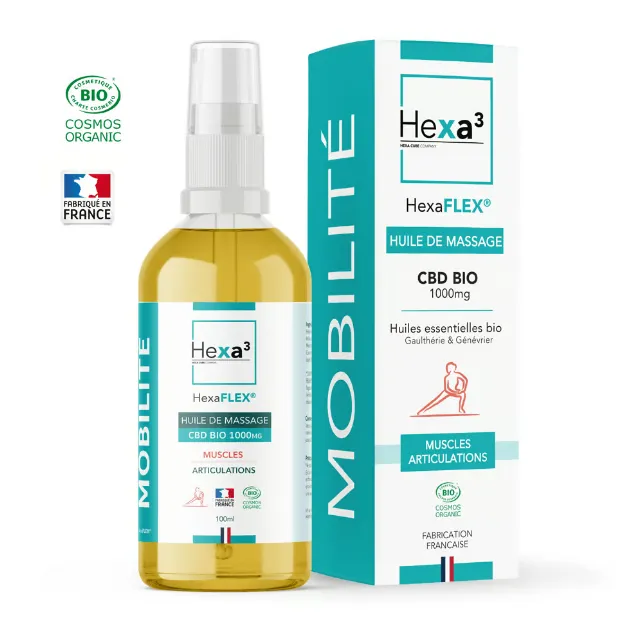 Huile de Massage CBD Bio 1000mg 100ml Hexa³