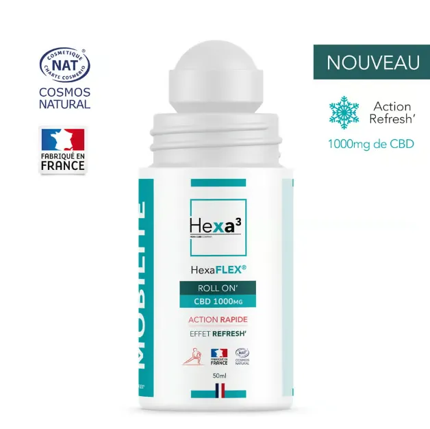 Roll ON CBD 1000mg Effet froid Cosmos® 50ml Hexa³