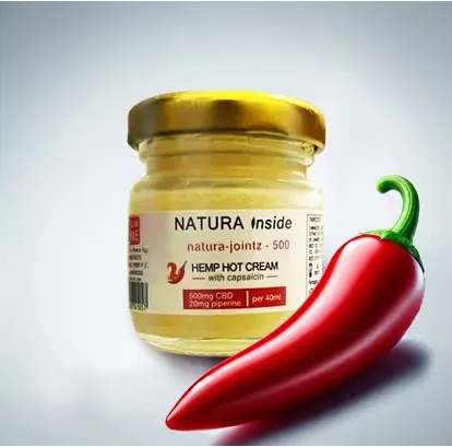 Crème chaude au chanvre Natura Inside – 500 mg de CBD, 20 mg de pipérine et de capsaïcine, 40 ml