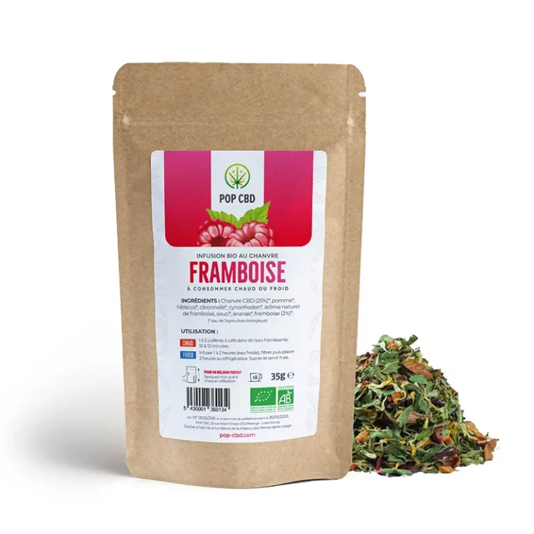 Thé glacé CBD Bio Framboise - 35g - Pop CBD - 1 Sachet