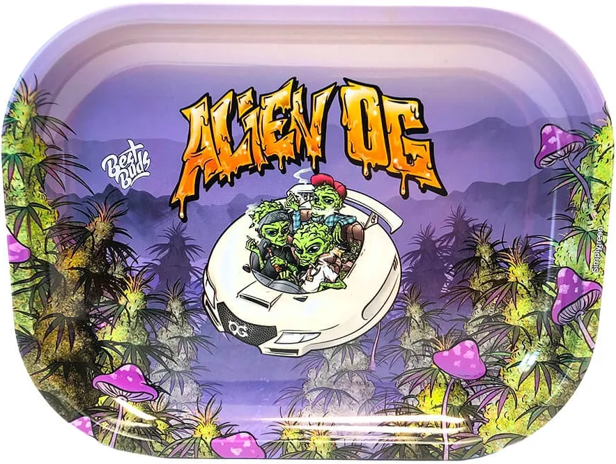 Best Buds Plateau à rouler Thin Box avec rangement, Alien OG