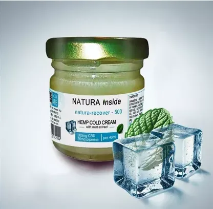 Crème froide au chanvre Natura Inside – 500 mg de CBD, 20 mg de pipérine et extrait de menthe, 40 ml